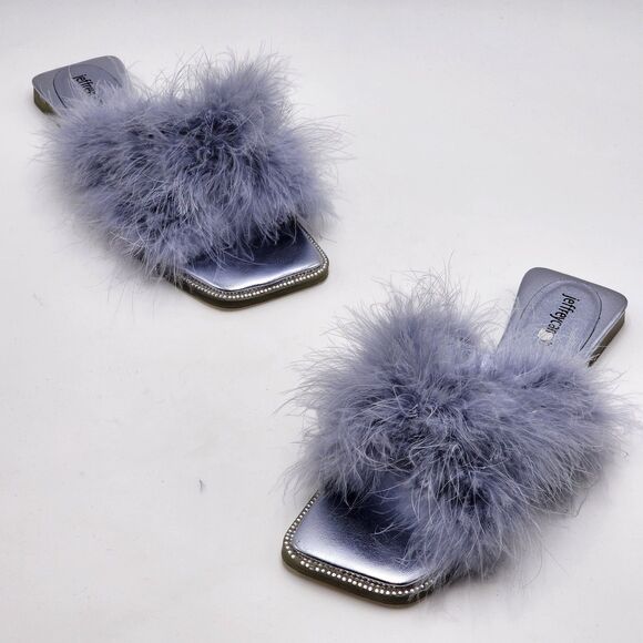 Jeffrey Campbell Crush On U 2 Feather Slide Sandals Size 7 - Picture 1 of 7
